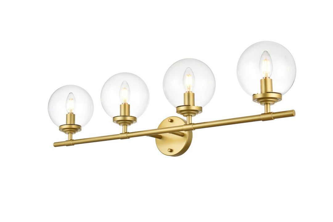 4 Light Brass And Clear Bath Sconce