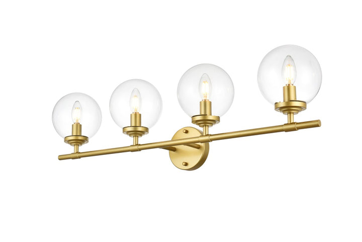4 Light Brass And Clear Bath Sconce