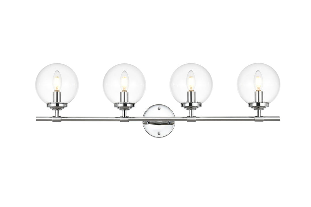 4 Light Chrome And Clear Bath Sconce by Living District