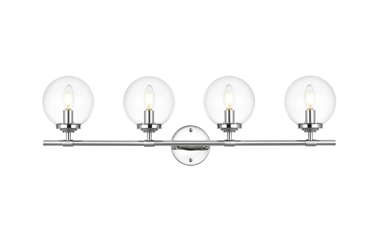 4 Light Chrome And Clear Bath Sconce by Living District