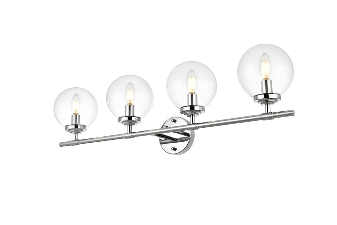 4 Light Chrome And Clear Bath Sconce