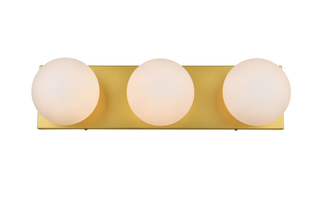 3 Light Brass And Frosted White Bath Sconce by Living District