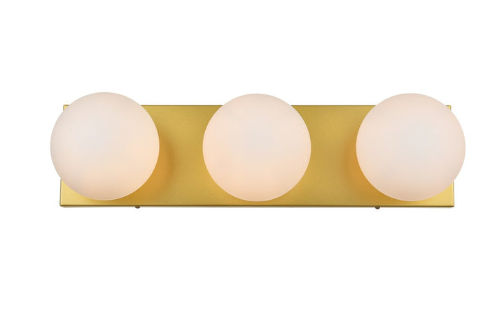 3 Light Brass And Frosted White Bath Sconce by Living District