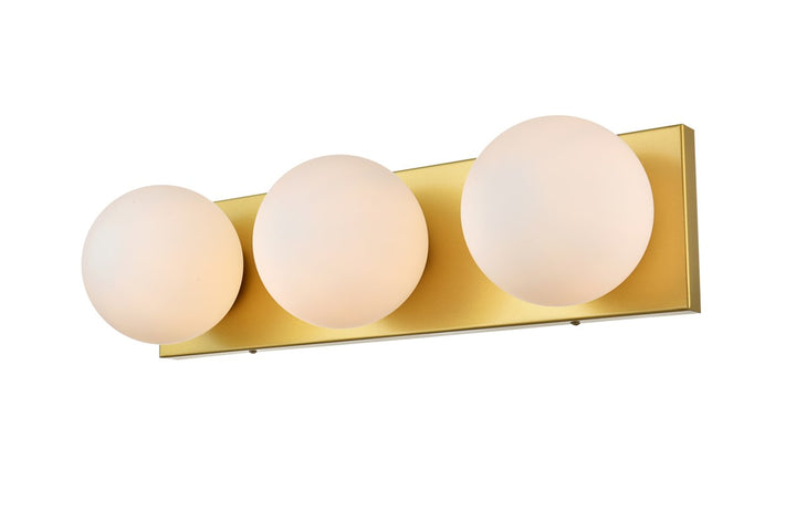 3 Light Brass And Frosted White Bath Sconce