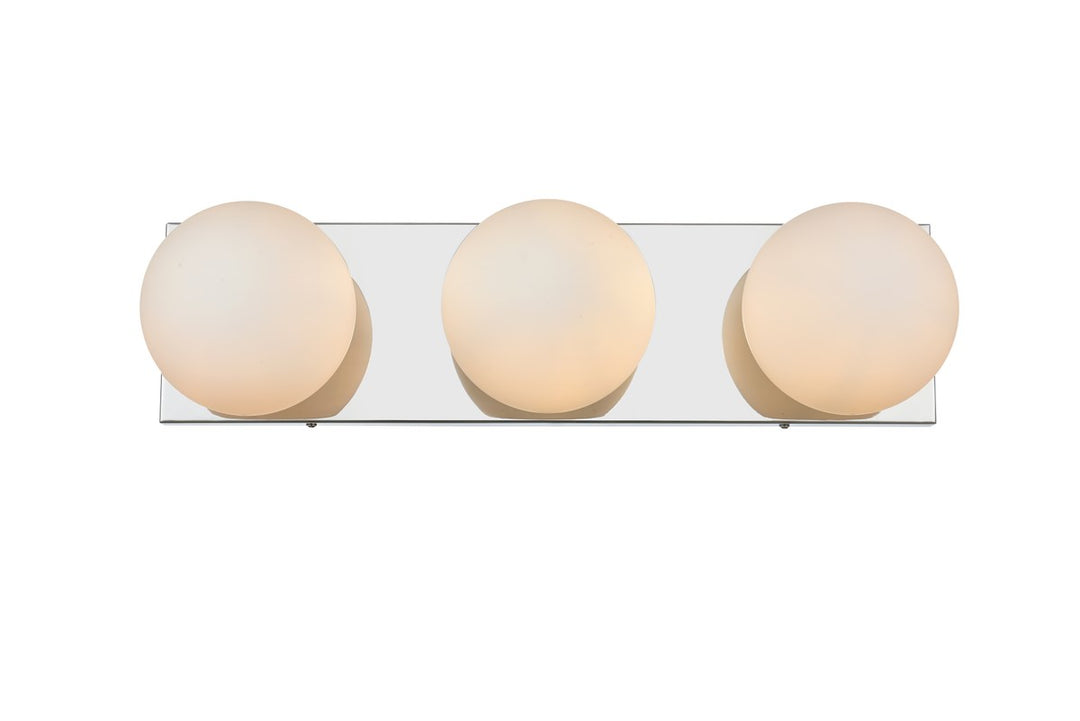 3 Light Chrome And Frosted White Bath Sconce by Living District