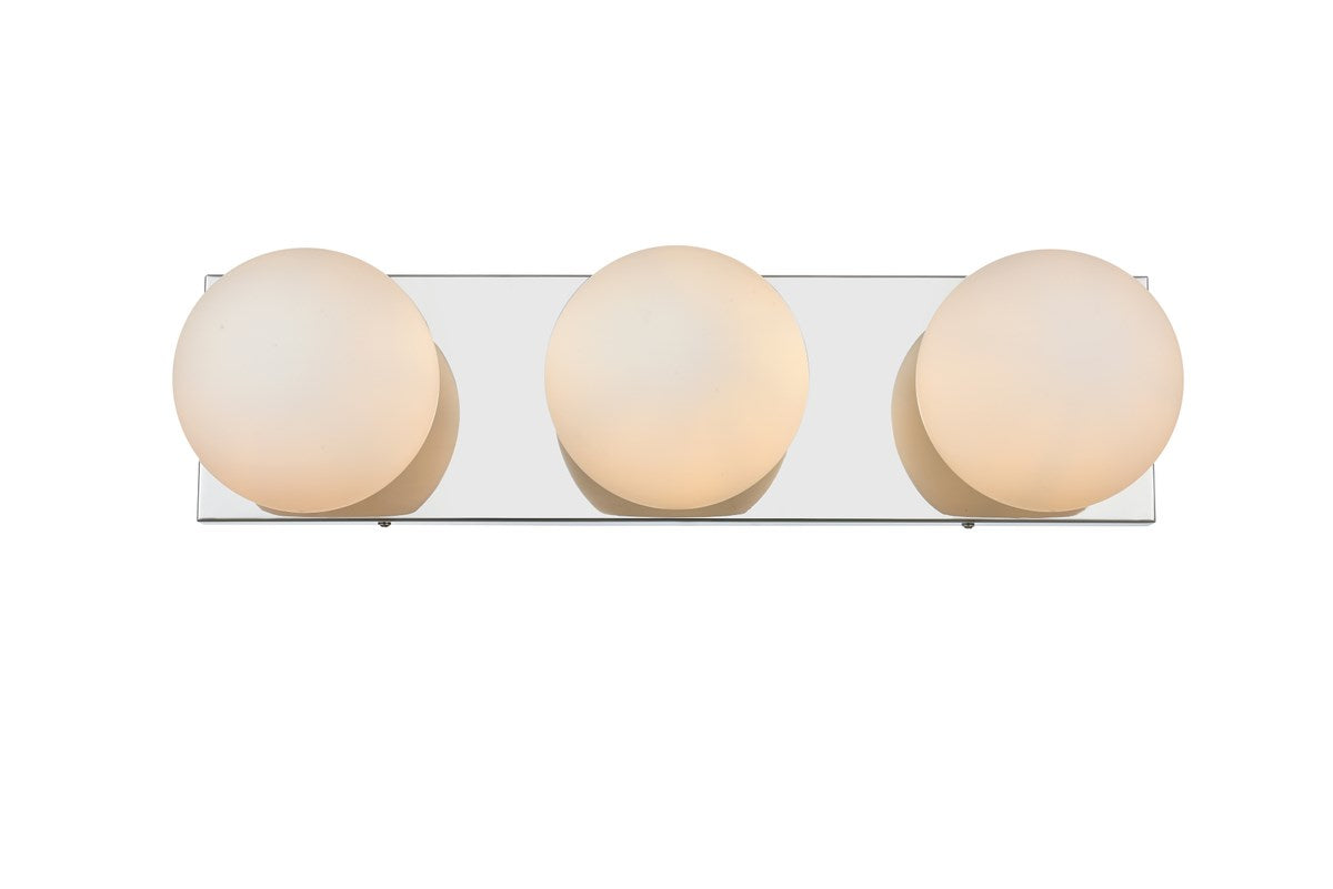 3 Light Chrome And Frosted White Bath Sconce by Living District