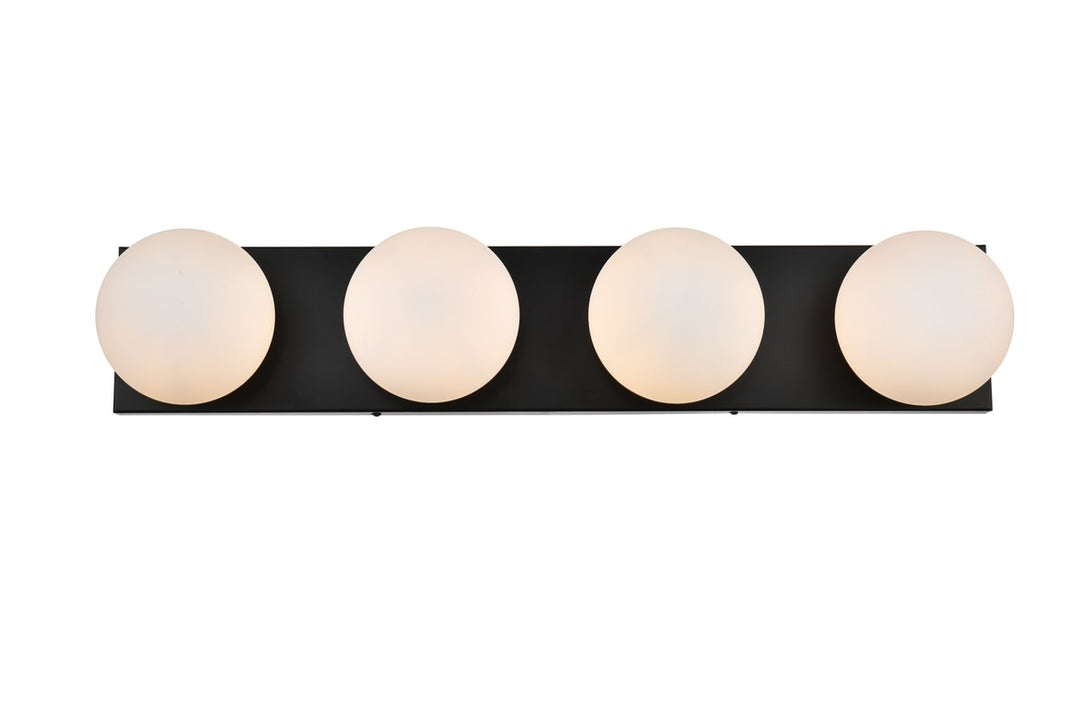 4 Light Black And Frosted White Bath Sconce by Living District