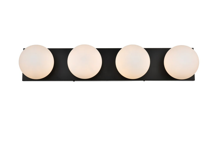 4 Light Black And Frosted White Bath Sconce by Living District