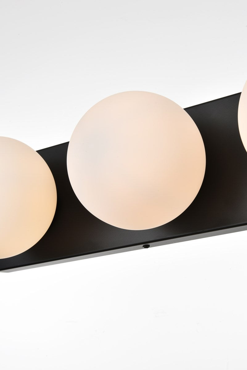 4 Light Black And Frosted White Bath Sconce
