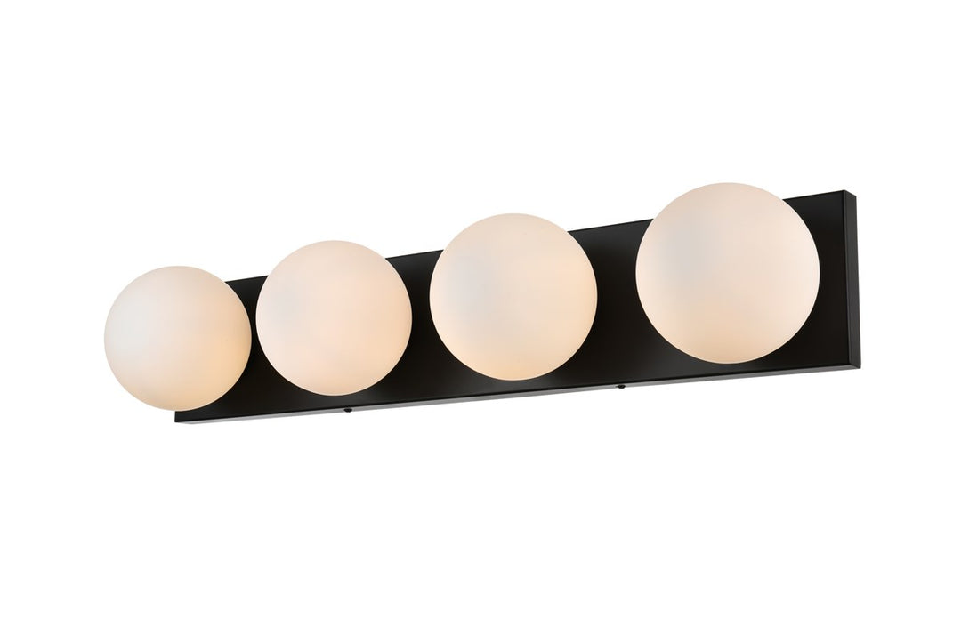 4 Light Black And Frosted White Bath Sconce
