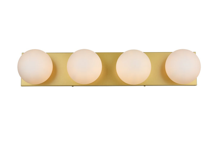 4 Light Brass And Frosted White Bath Sconce by Living District
