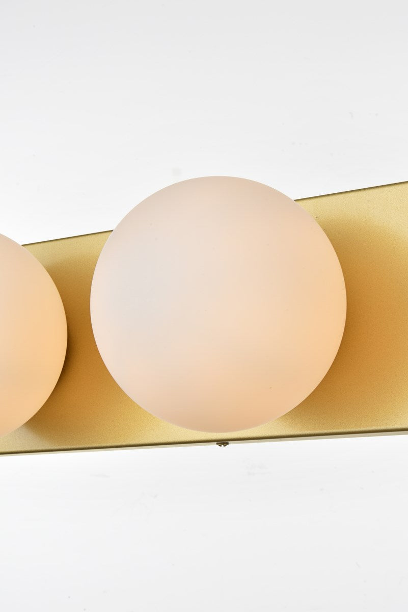 4 Light Brass And Frosted White Bath Sconce