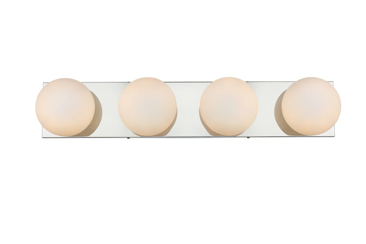 4 Light Chrome And Frosted White Bath Sconce by Living District