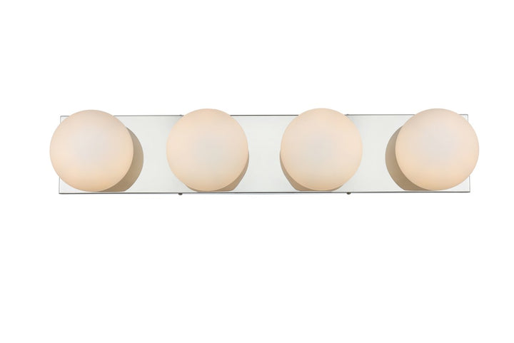 4 Light Chrome And Frosted White Bath Sconce by Living District
