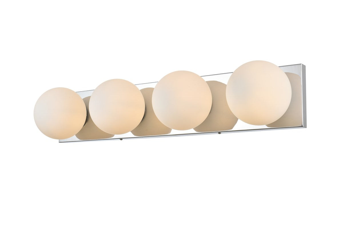 4 Light Chrome And Frosted White Bath Sconce