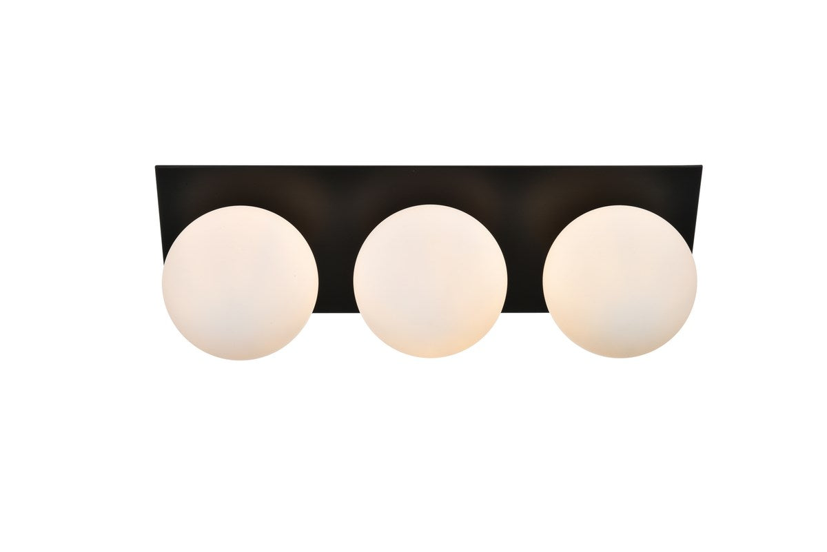 3 Light Black And Frosted White Bath Sconce by Living District