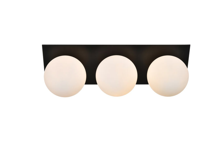 3 Light Black And Frosted White Bath Sconce by Living District