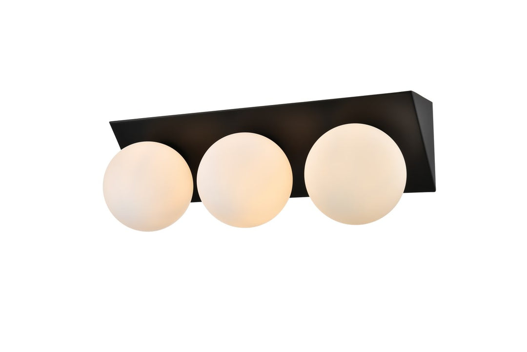 3 Light Black And Frosted White Bath Sconce