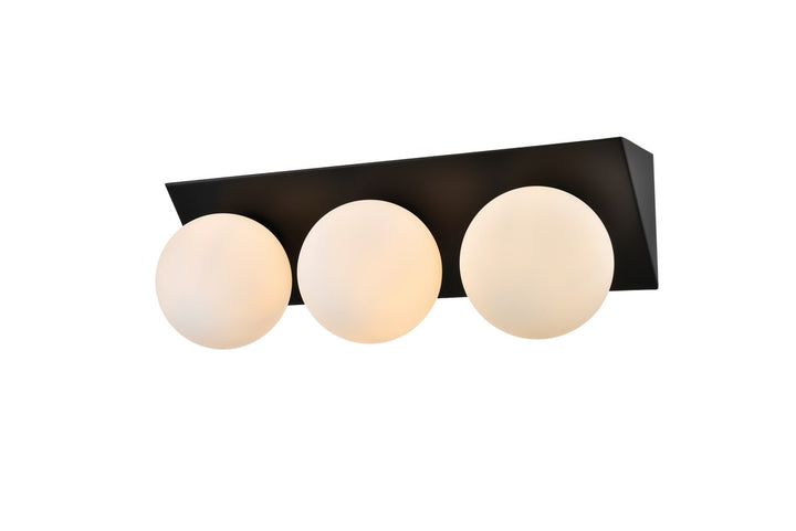 3 Light Black And Frosted White Bath Sconce