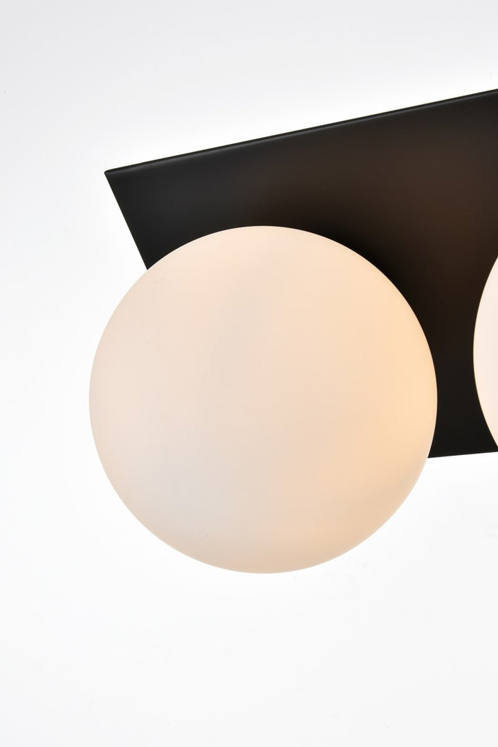 3 Light Black And Frosted White Bath Sconce
