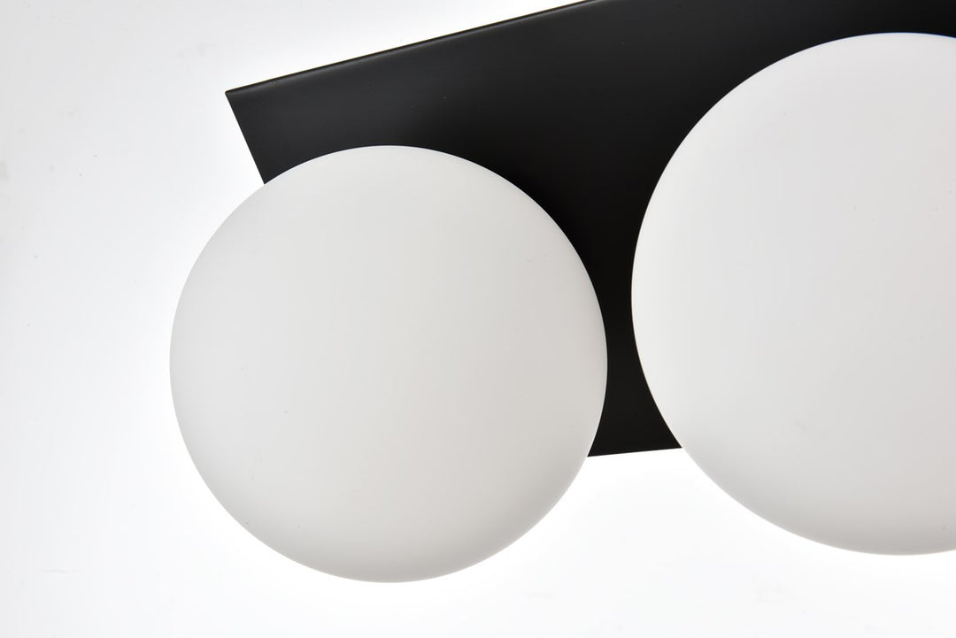 3 Light Black And Frosted White Bath Sconce
