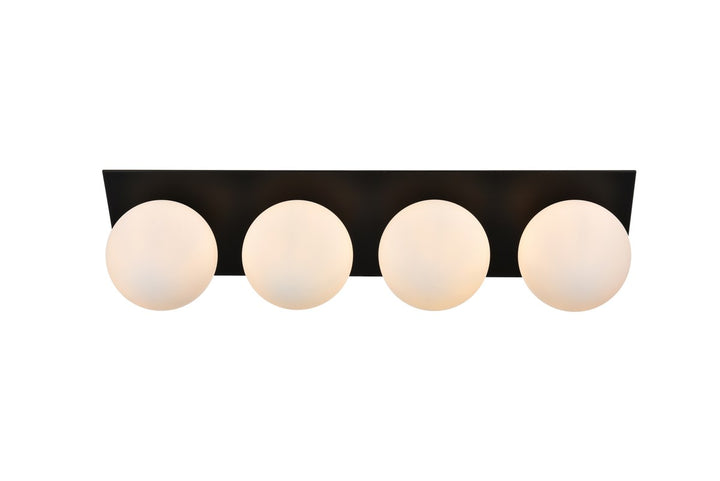 4 Light Black And Frosted White Bath Sconce by Living District
