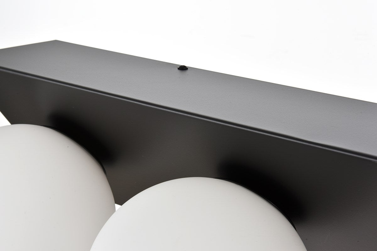 4 Light Black And Frosted White Bath Sconce