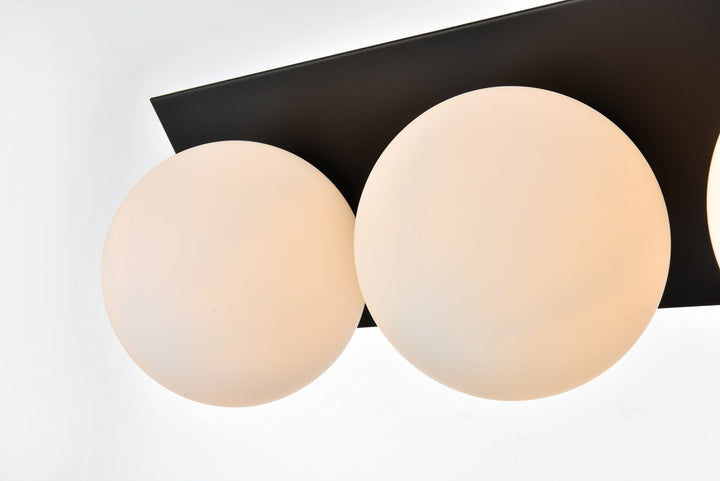 4 Light Black And Frosted White Bath Sconce