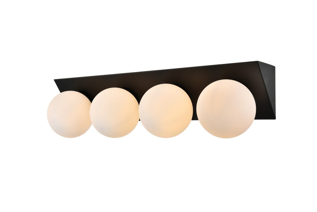 4 Light Black And Frosted White Bath Sconce
