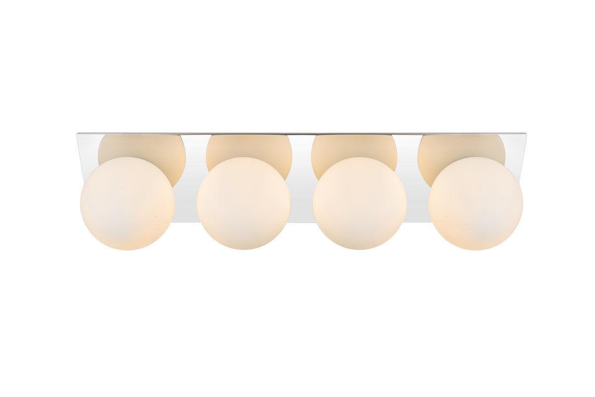 4 Light Chrome And Frosted White Bath Sconce by Living District