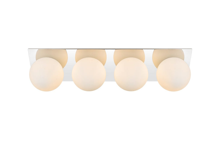 4 Light Chrome And Frosted White Bath Sconce by Living District