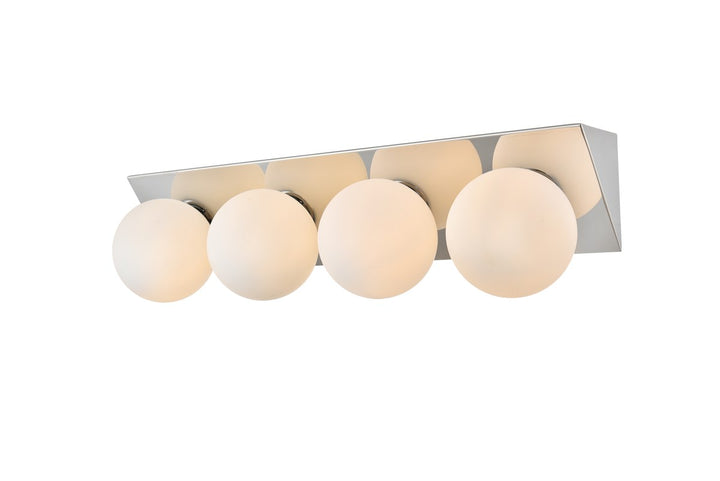 4 Light Chrome And Frosted White Bath Sconce