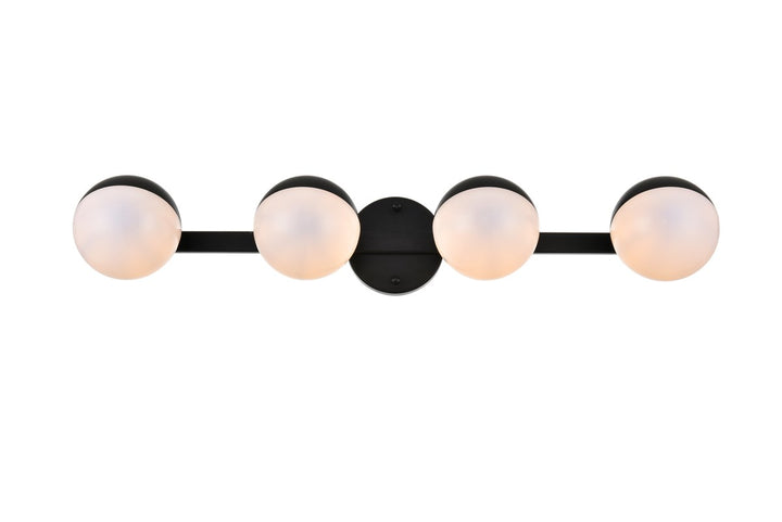 4 Light Black And Frosted White Bath Sconce by Living District