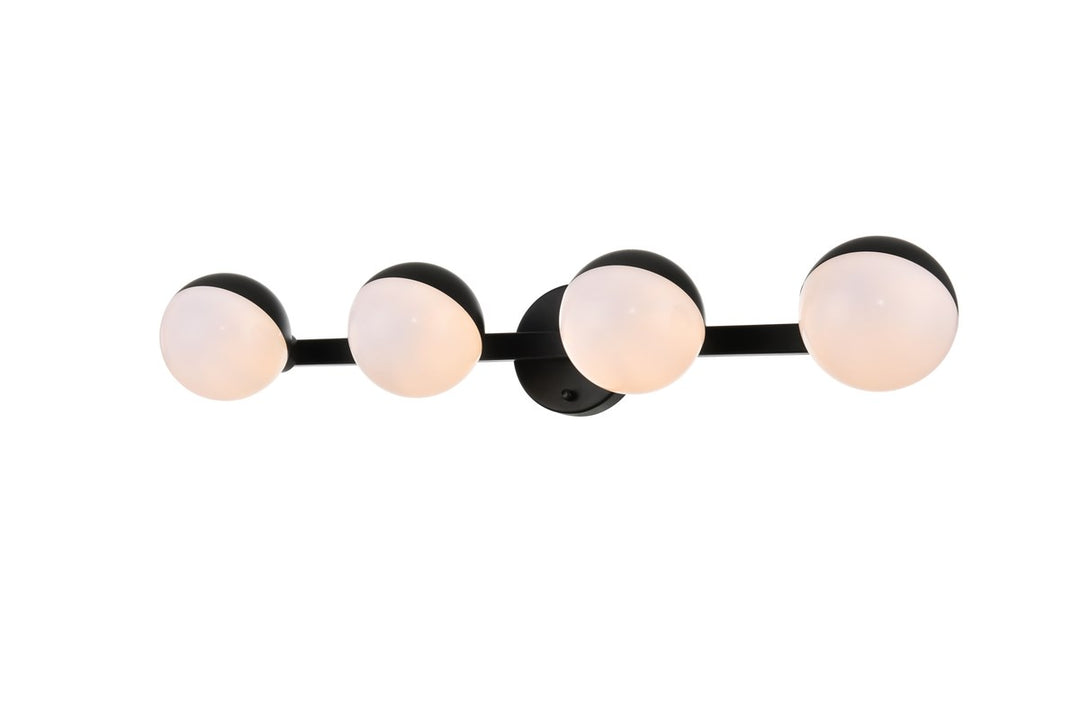 4 Light Black And Frosted White Bath Sconce