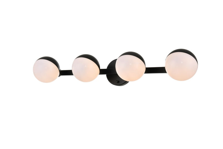 4 Light Black And Frosted White Bath Sconce