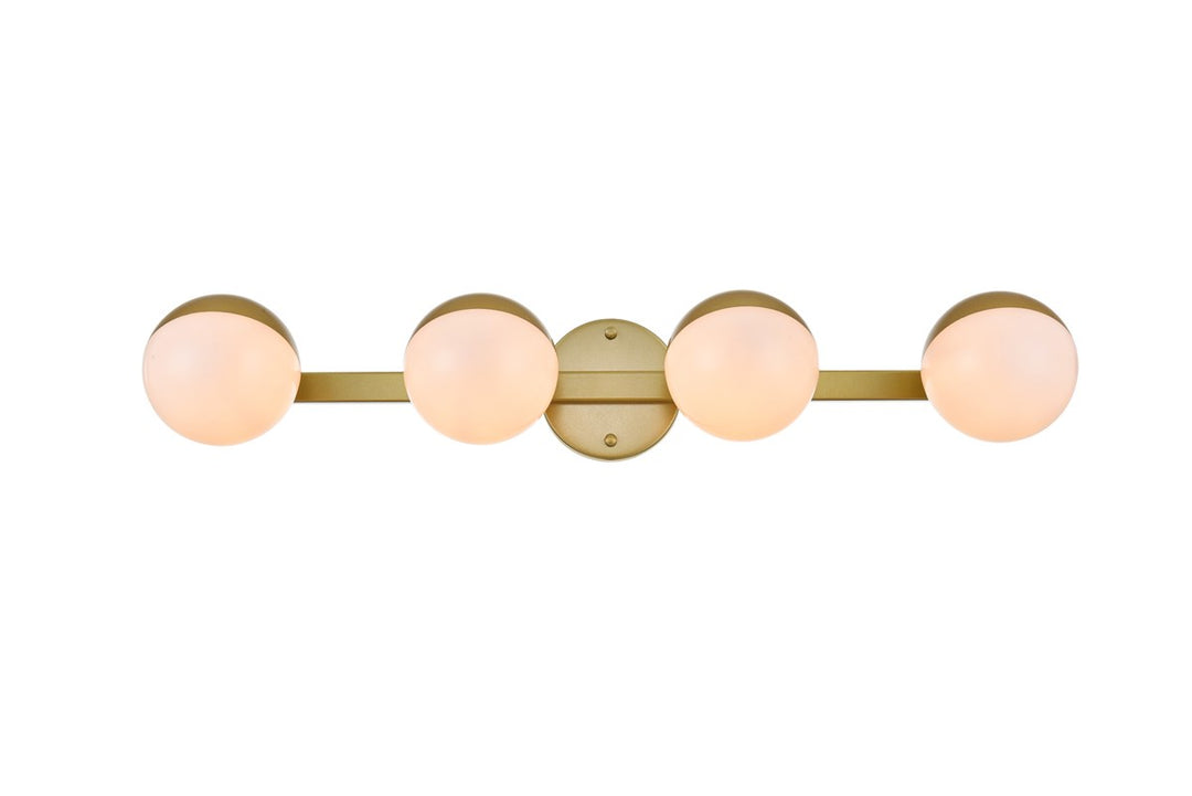 4 Light Brass And Frosted White Bath Sconce by Living District