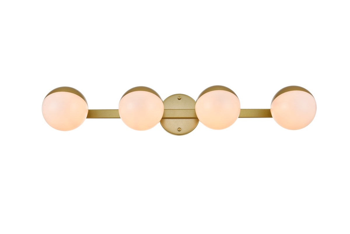 4 Light Brass And Frosted White Bath Sconce by Living District