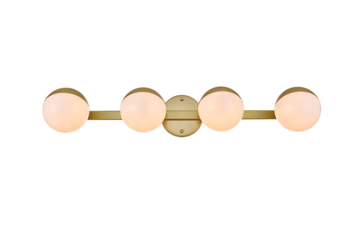 4 Light Brass And Frosted White Bath Sconce by Living District