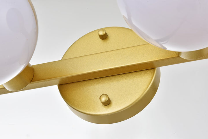4 Light Brass And Frosted White Bath Sconce