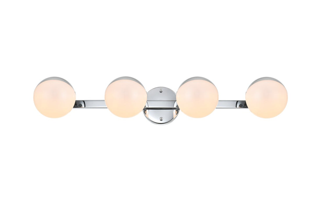 4 Light Chrome And Frosted White Bath Sconce by Living District