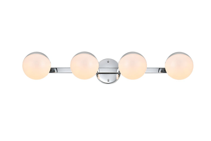 4 Light Chrome And Frosted White Bath Sconce by Living District