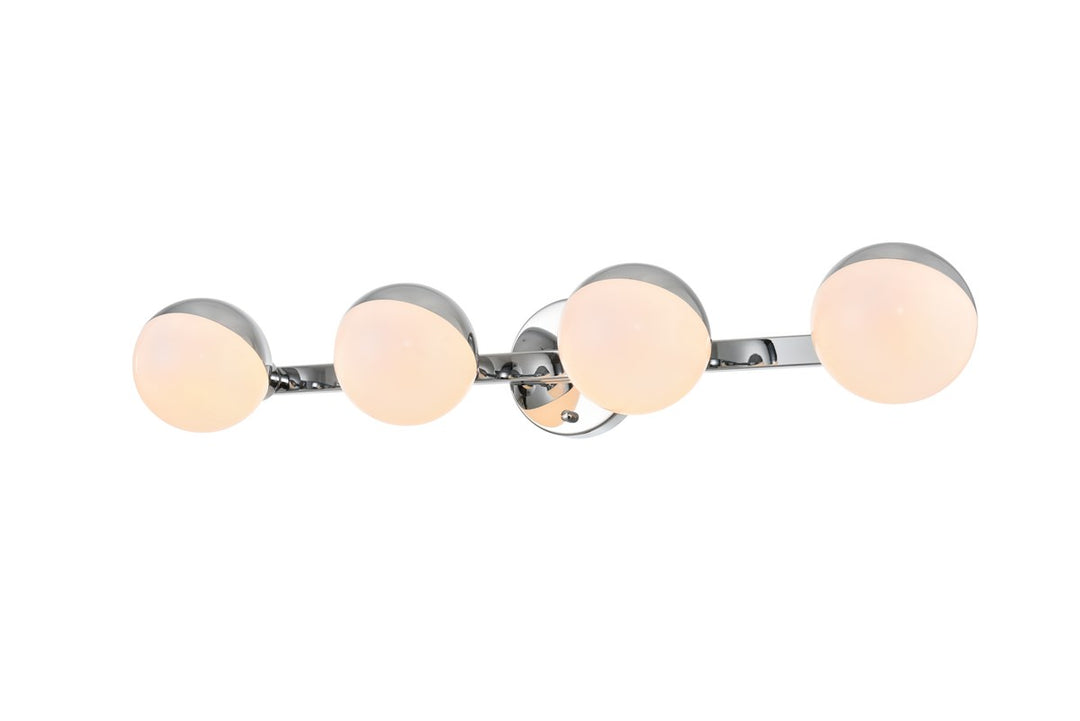 4 Light Chrome And Frosted White Bath Sconce