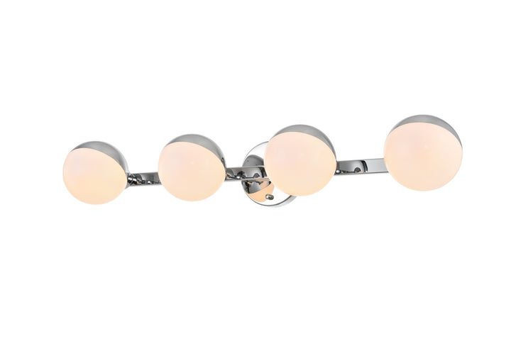 4 Light Chrome And Frosted White Bath Sconce