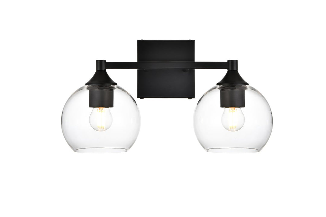 2 Light Black And Clear Bath Sconce by Living District