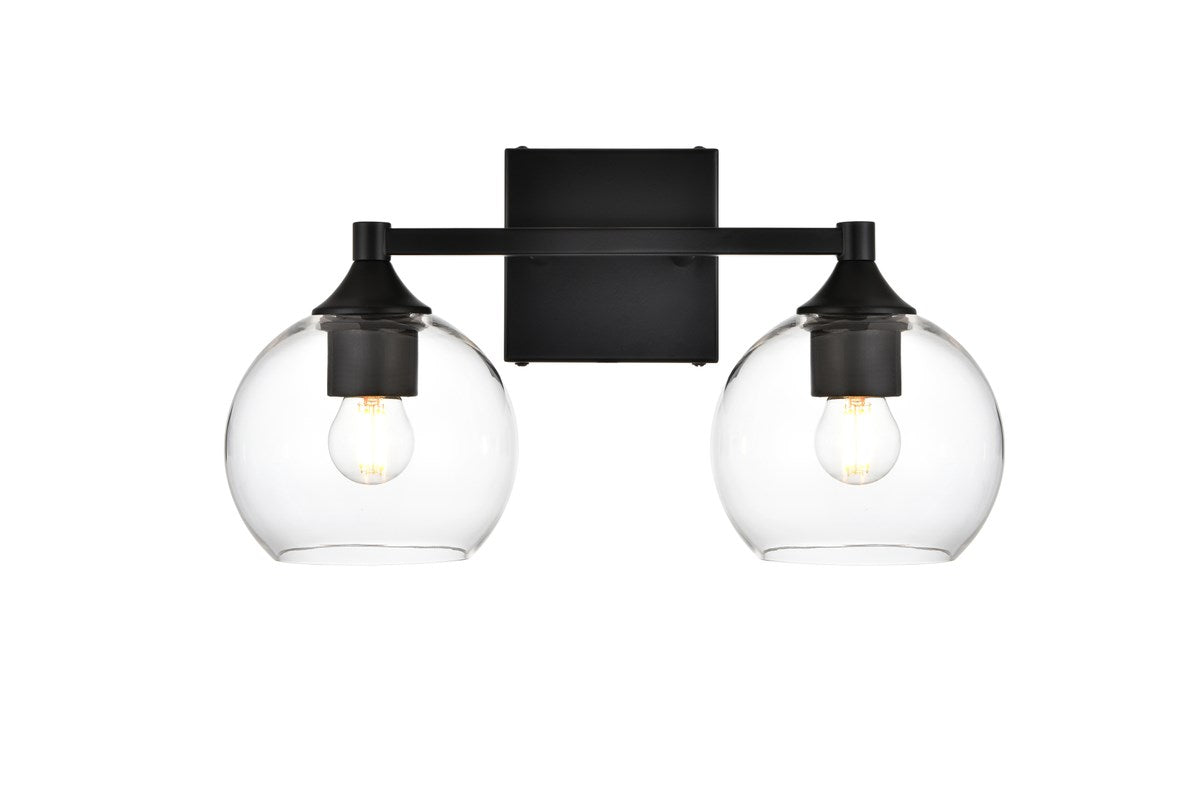 2 Light Black And Clear Bath Sconce by Living District