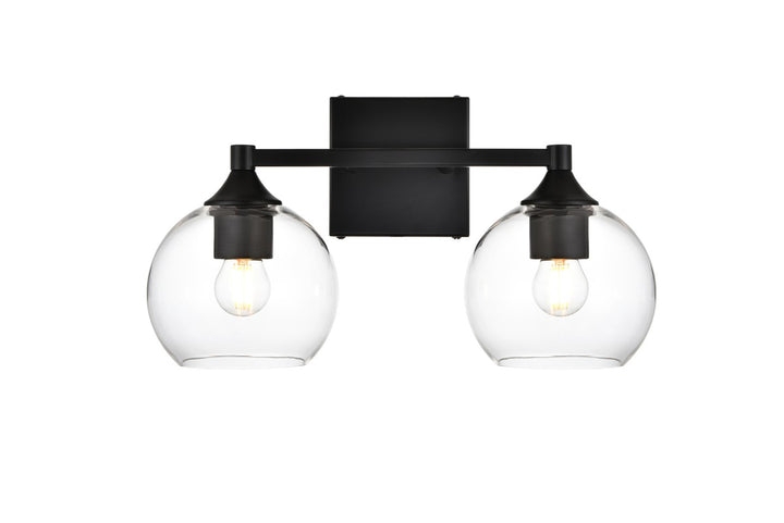 2 Light Black And Clear Bath Sconce by Living District