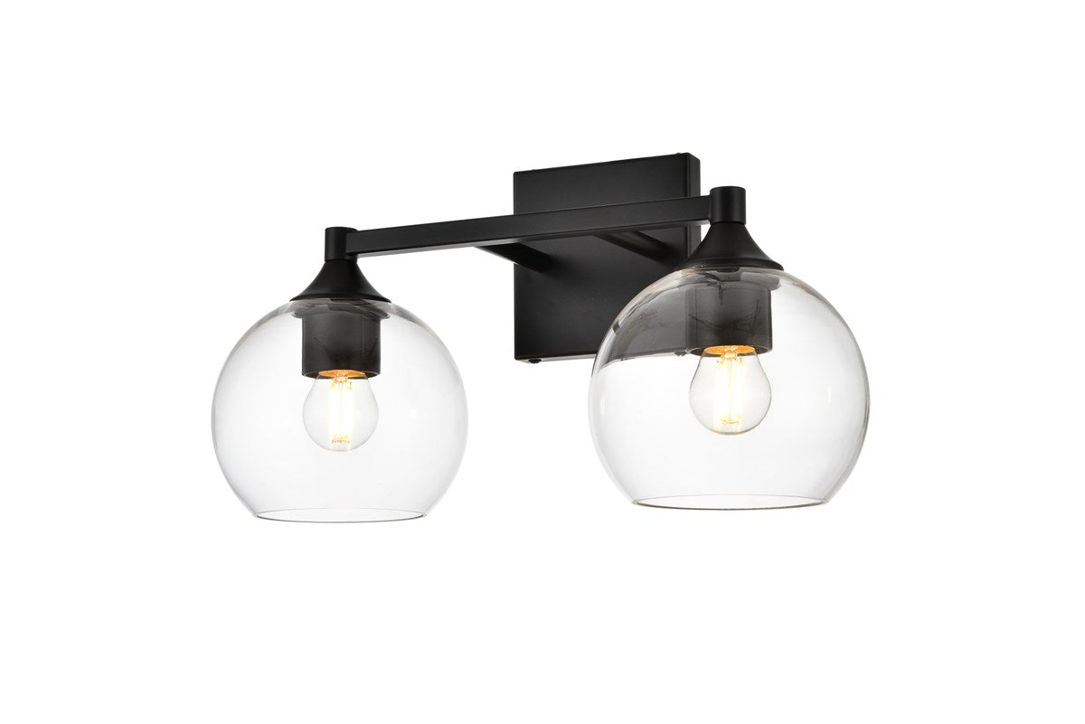 2 Light Black And Clear Bath Sconce