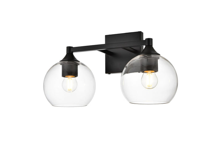 2 Light Black And Clear Bath Sconce