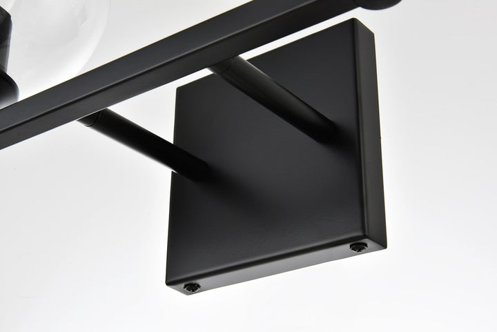 2 Light Black And Clear Bath Sconce