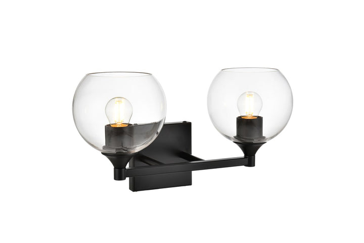 2 Light Black And Clear Bath Sconce
